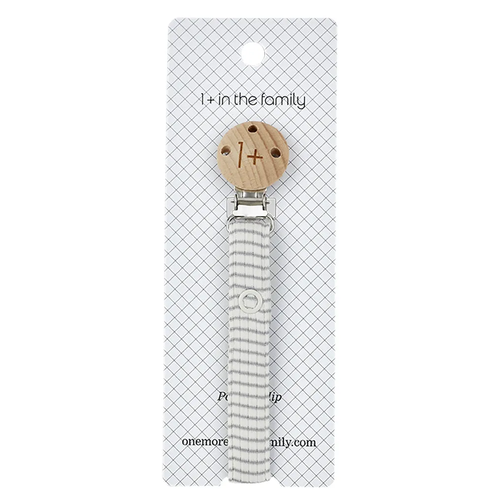 1+ In The Family Baby Aina Pacifier Clip Smoky Grey Stripes