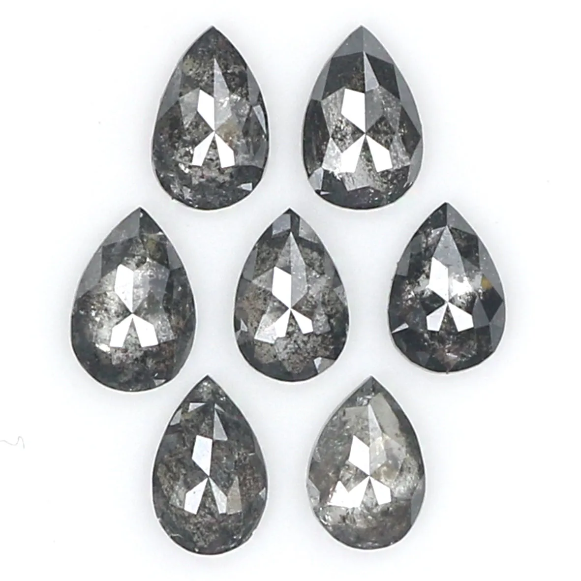 1.18 CT Natural Loose Pear Shape Diamond Salt And Pepper Pear Cut Diamond 4.30 MM Natural Black Grey Diamond Pear Rose Cut Diamo