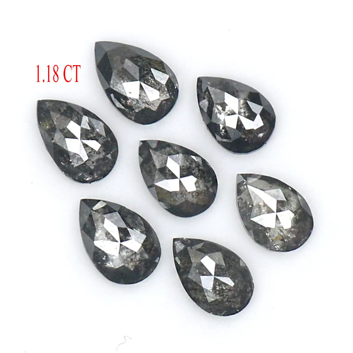 1.18 CT Natural Loose Pear Shape Diamond Salt And Pepper Pear Cut Diamond 4.30 MM Natural Black Grey Diamond Pear Rose Cut Diamo