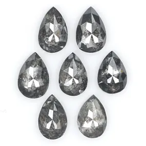 1.18 CT Natural Loose Pear Shape Diamond Salt And Pepper Pear Cut Diamond 4.30 MM Natural Black Grey Diamond Pear Rose Cut Diamo