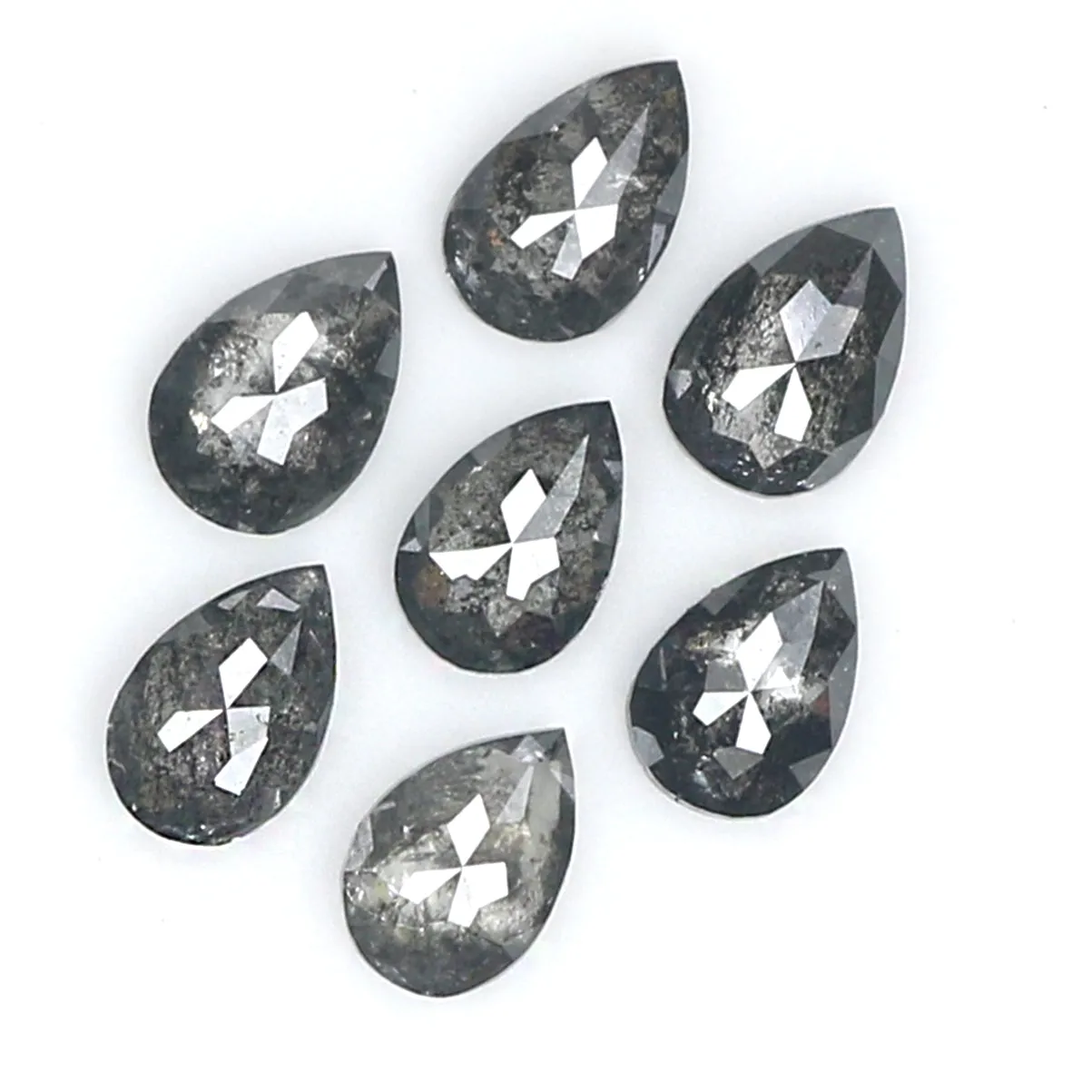 1.18 CT Natural Loose Pear Shape Diamond Salt And Pepper Pear Cut Diamond 4.30 MM Natural Black Grey Diamond Pear Rose Cut Diamo