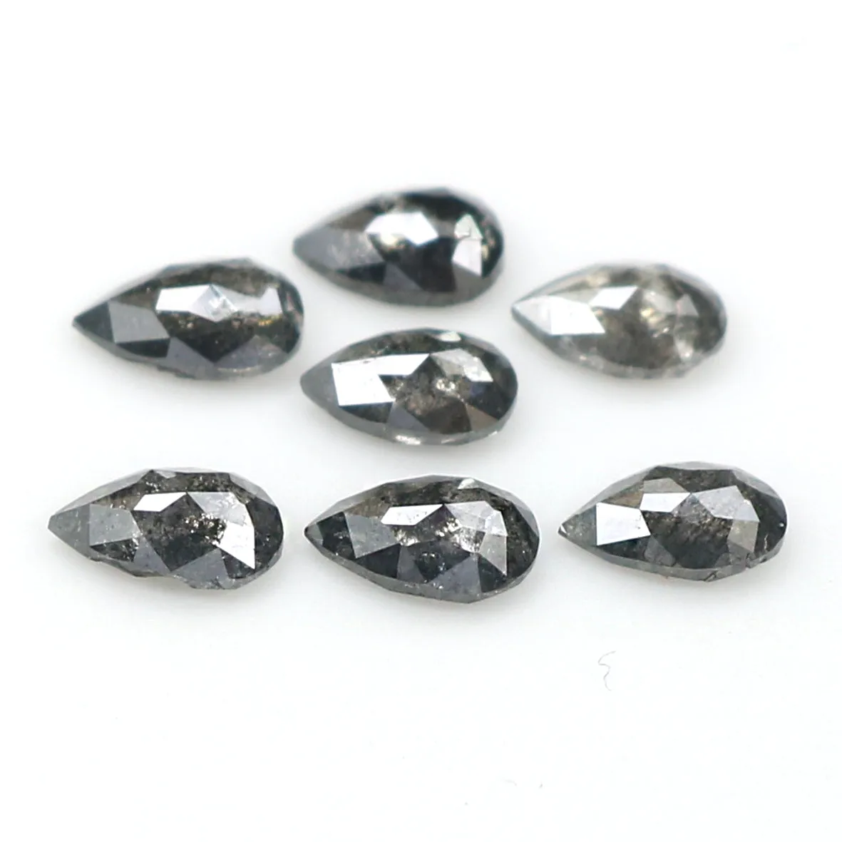 1.18 CT Natural Loose Pear Shape Diamond Salt And Pepper Pear Cut Diamond 4.30 MM Natural Black Grey Diamond Pear Rose Cut Diamo