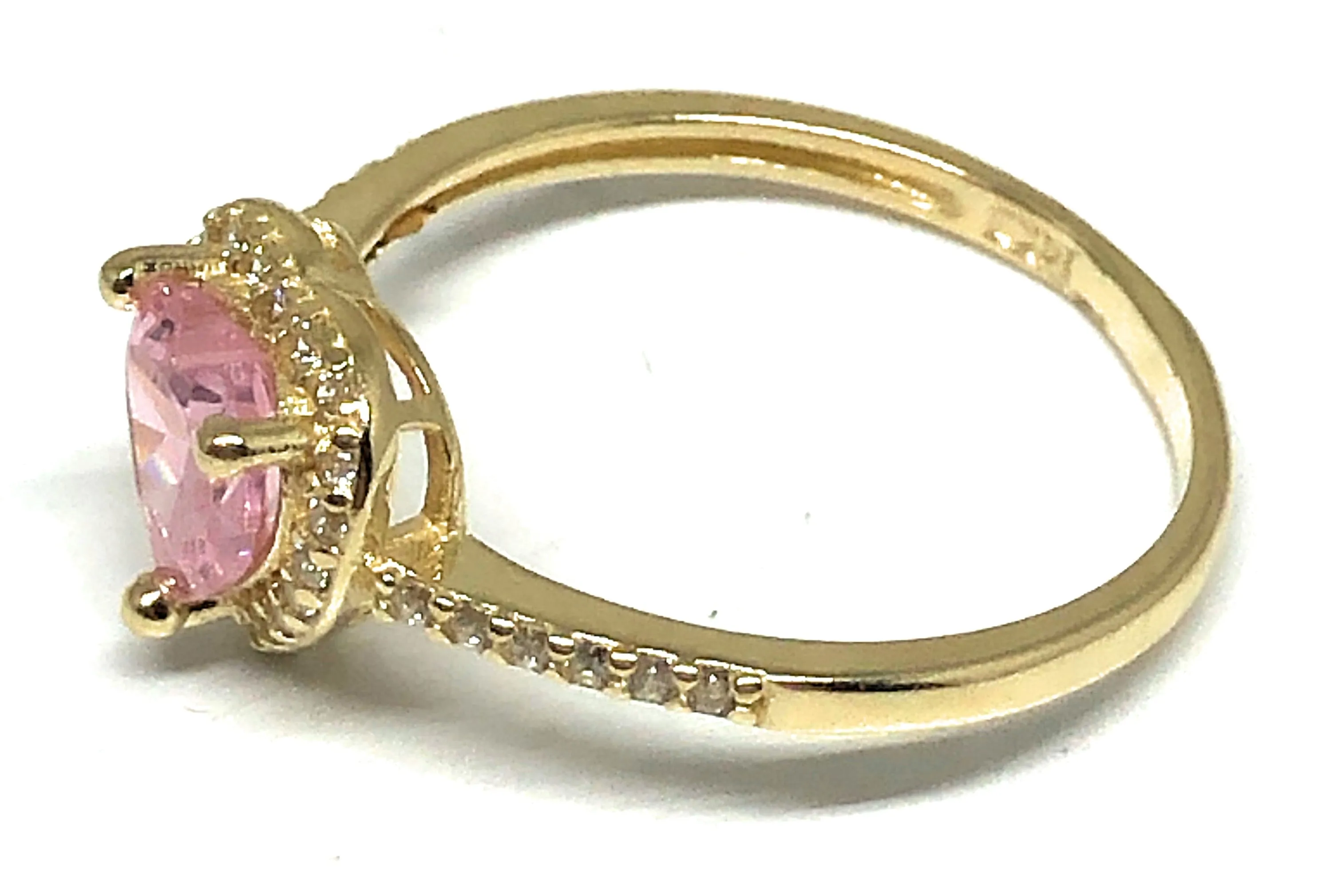 14k Solid Gold Yellow Gold Heart CZ Ring (PINK, GREEN, RED, WHITE)