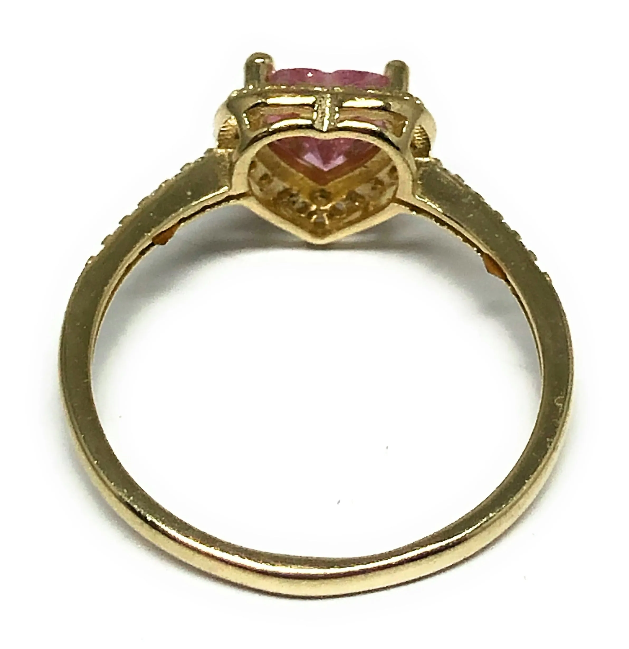 14k Solid Gold Yellow Gold Heart CZ Ring (PINK, GREEN, RED, WHITE)