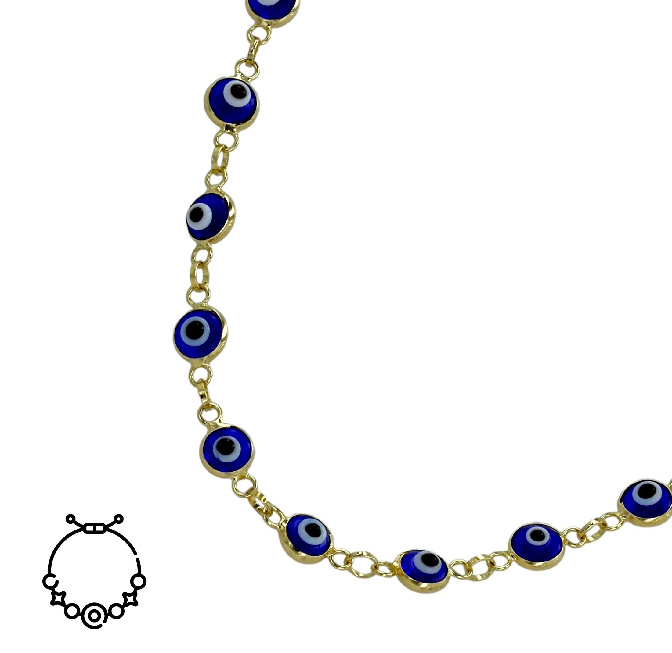 14k Yellow gold dark blue eyes bracelet