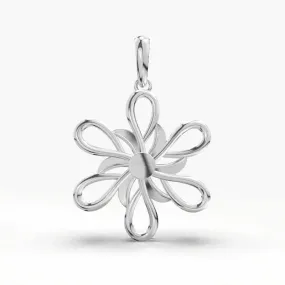 18k Solid White Gold Ladies Jewelry Elegant Floral Pendant CGP35W