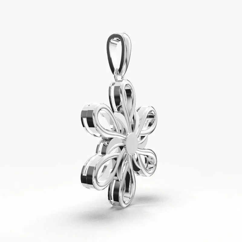 18k Solid White Gold Ladies Jewelry Elegant Floral Pendant CGP35W