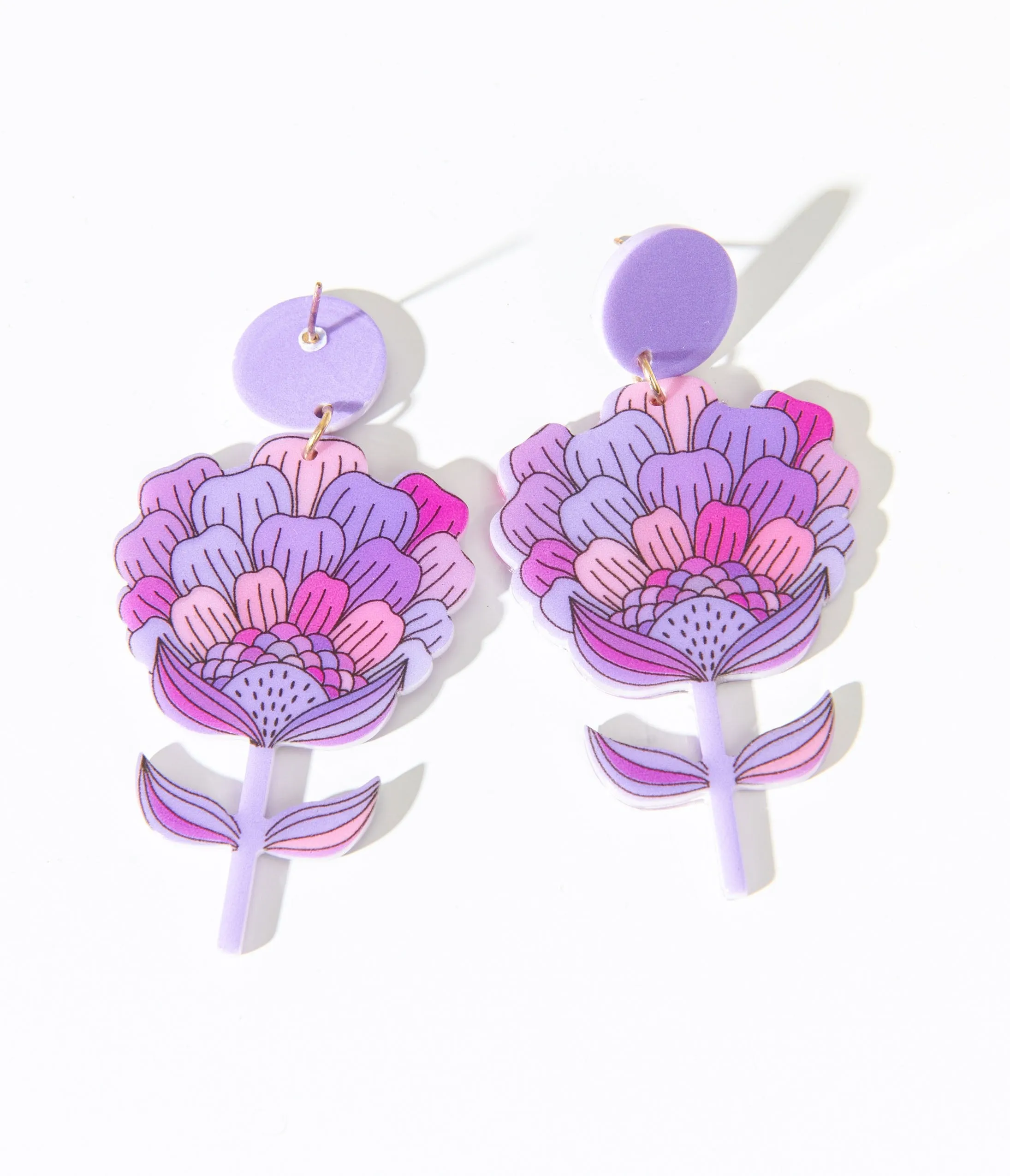 1970s Purple Flower Bloom Earrings