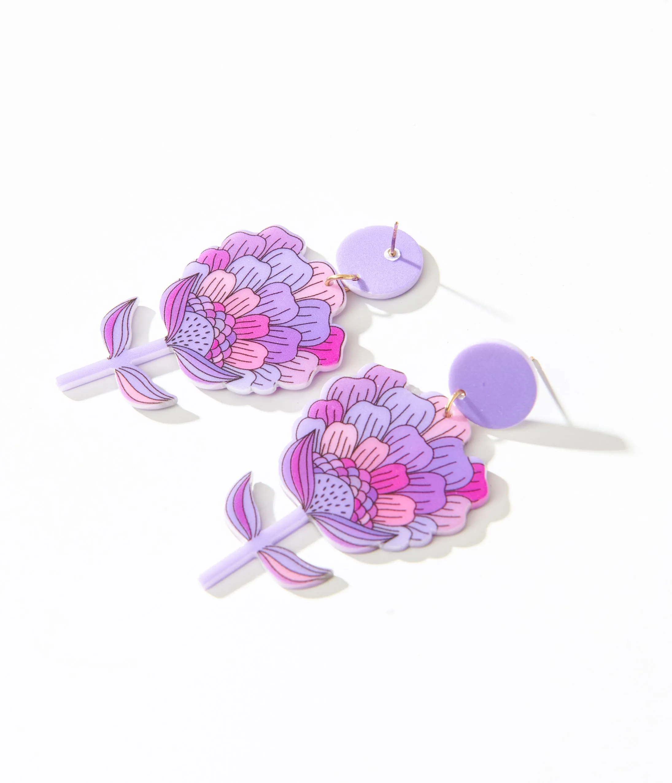 1970s Purple Flower Bloom Earrings