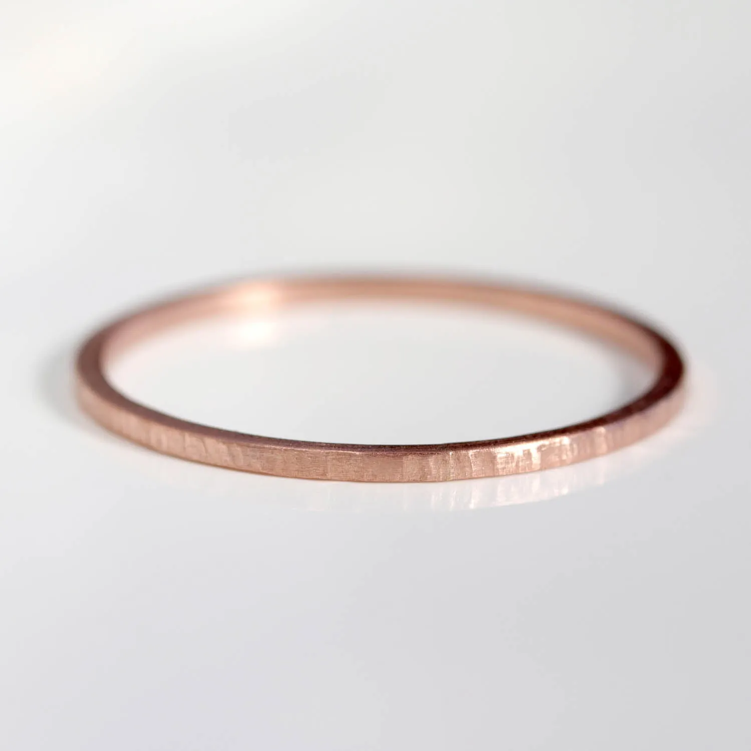 1mm Square 14k Rose Gold Wood Texture Band