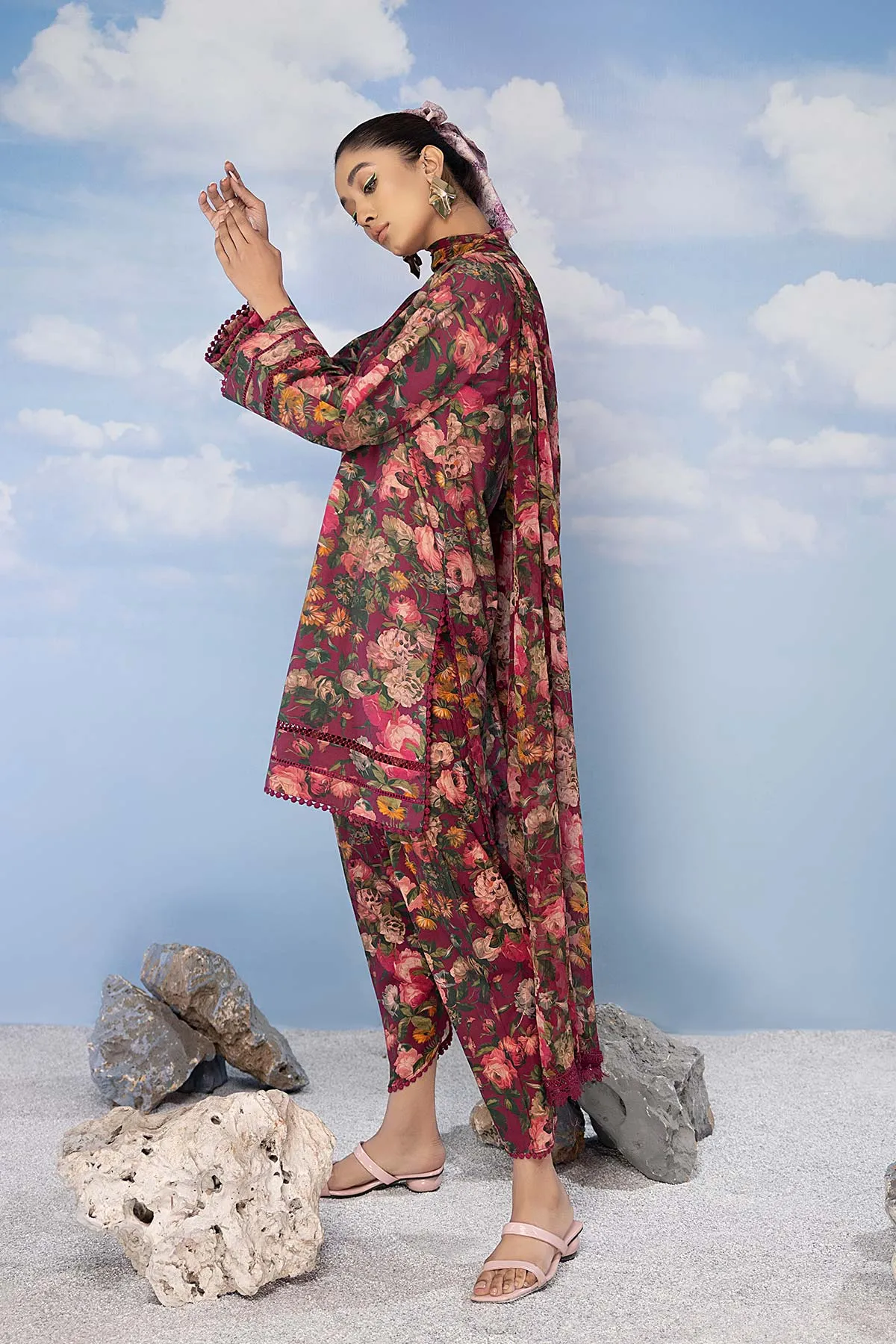 3-Pc Digital Printed Shirt With Box Plated Shalwar and Bamber Chiffon Dupatta CPM23-03