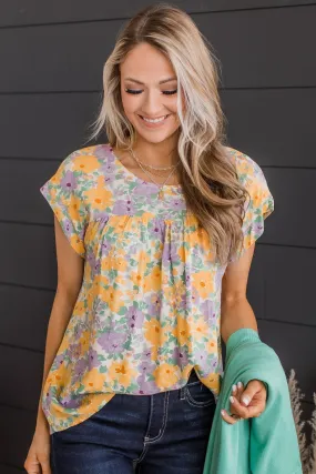 A Good Thing Floral Blouse- Yellow & Purple