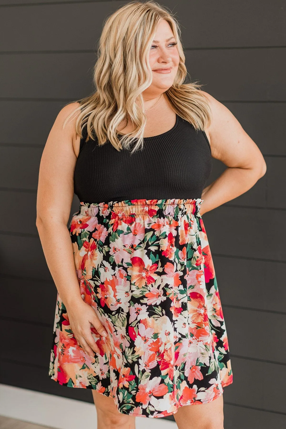 Abundant Beauty Floral Dress- Black