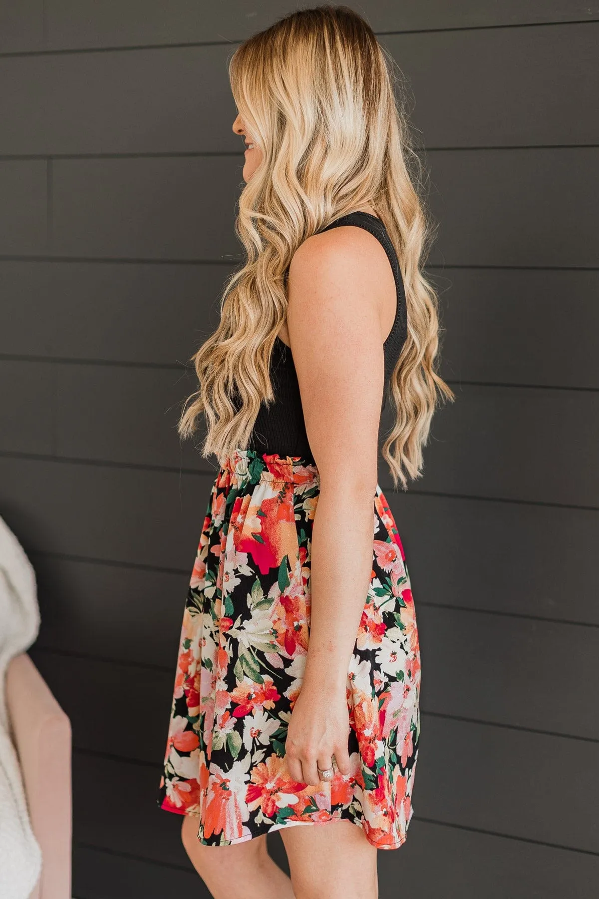 Abundant Beauty Floral Dress- Black