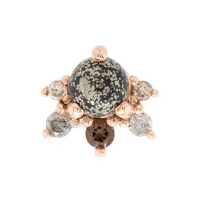 Anaya Threaded End in Gold with Pyrite, Smoky Quartz, Grey Diamond & Champagne Diamond