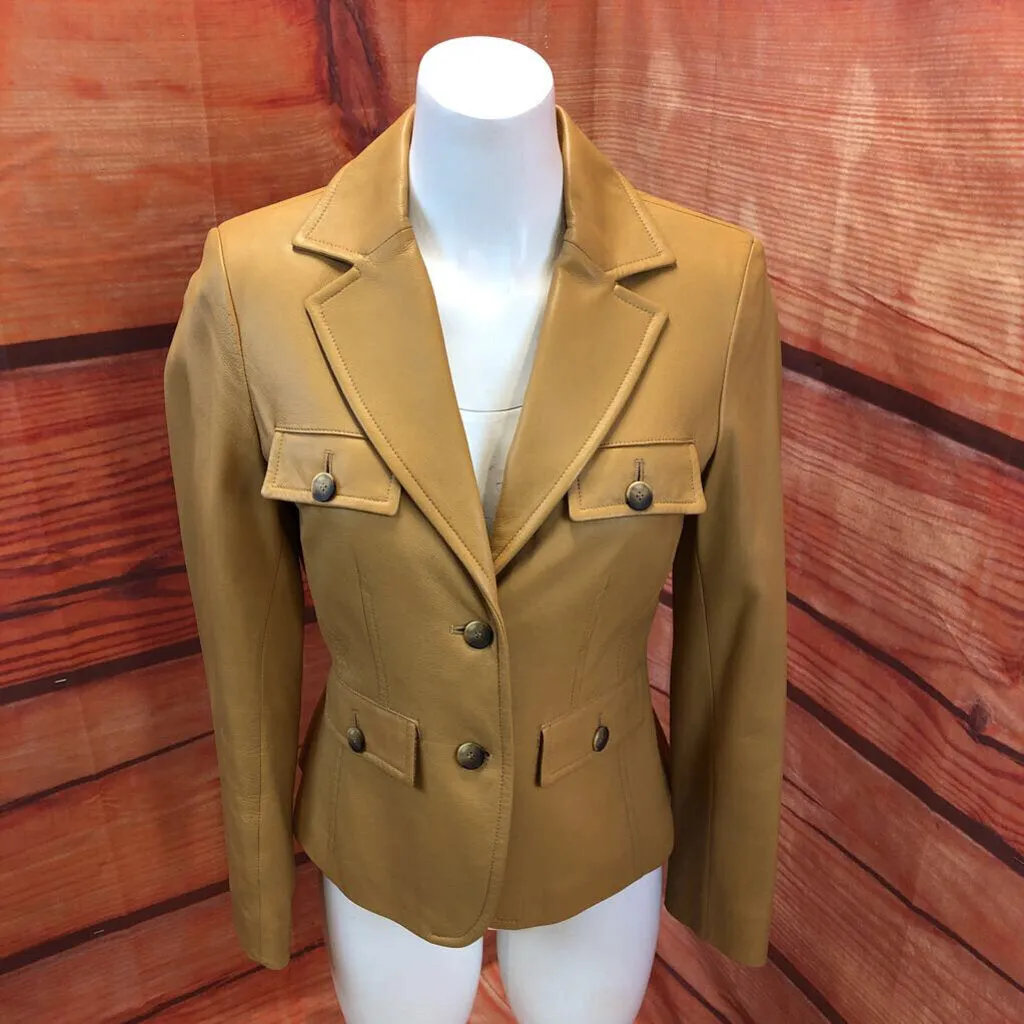 ANNE KLEIN LIGHT TAN LEATHER JACKET SIZE 4 TCC