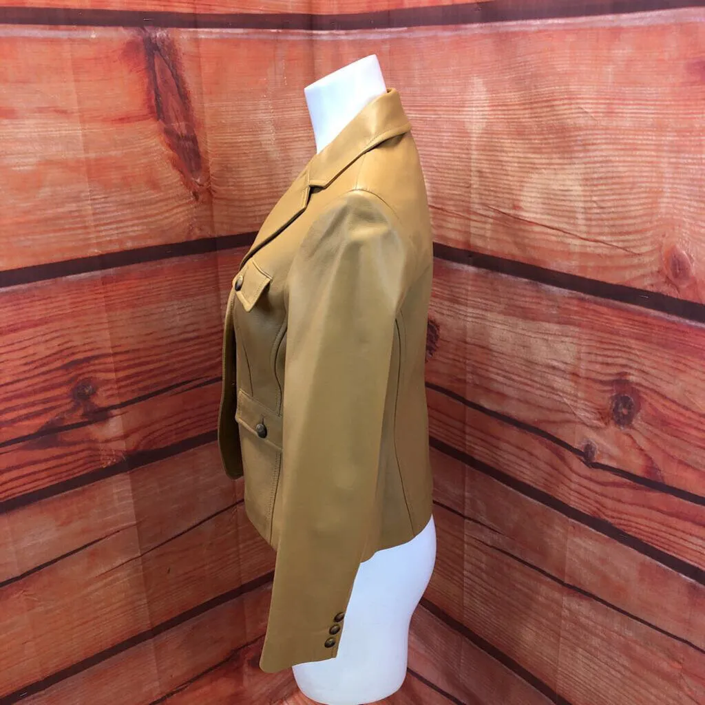 ANNE KLEIN LIGHT TAN LEATHER JACKET SIZE 4 TCC