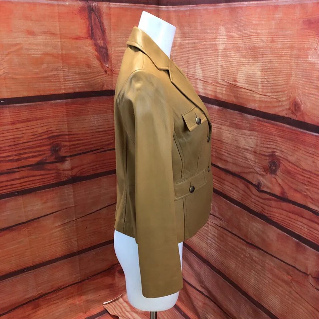 ANNE KLEIN LIGHT TAN LEATHER JACKET SIZE 4 TCC