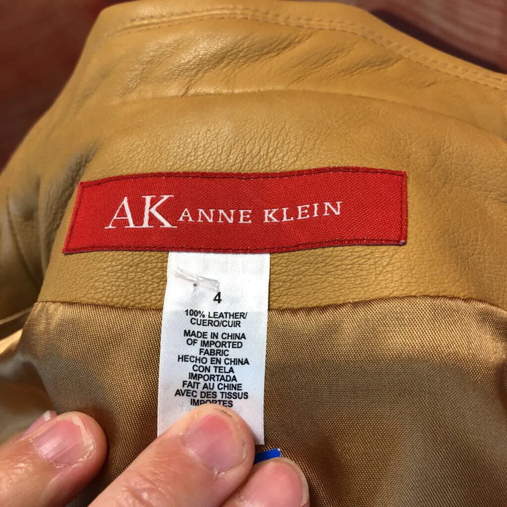 ANNE KLEIN LIGHT TAN LEATHER JACKET SIZE 4 TCC