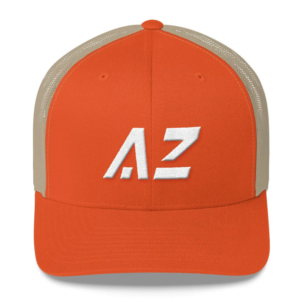 Arizona - Mesh Back Trucker Cap - White Embroidery - AZ - Many Hat Color Options Available