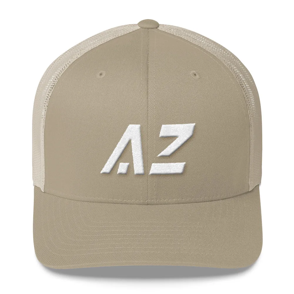 Arizona - Mesh Back Trucker Cap - White Embroidery - AZ - Many Hat Color Options Available