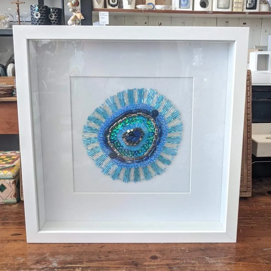 Azure Evil Eye Artisan shadow box