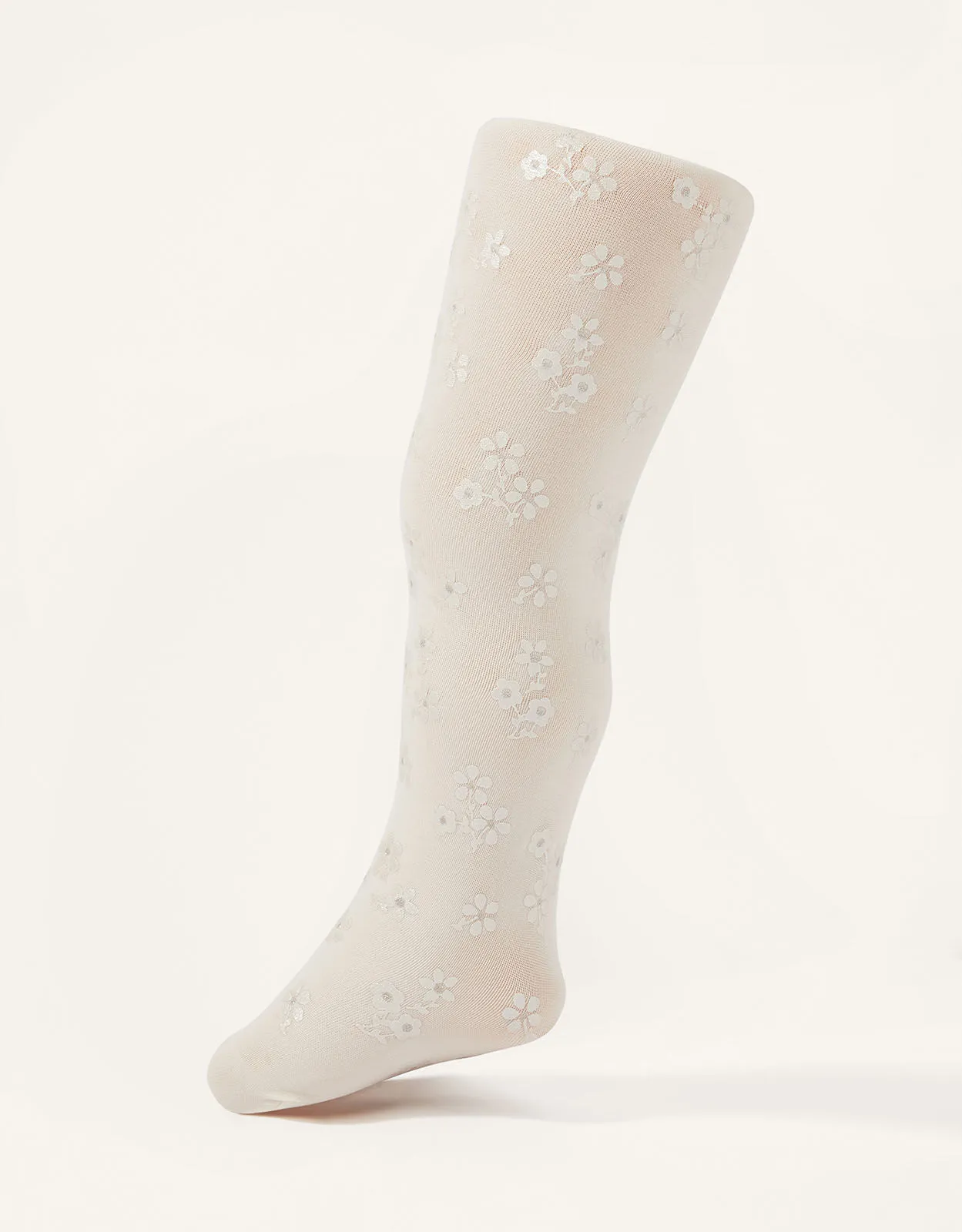 Baby Floral Print Tights Ivory