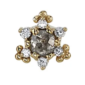 Bayle Threaded End in Gold with Rose Cut Grey Diamond & DIAMONDS