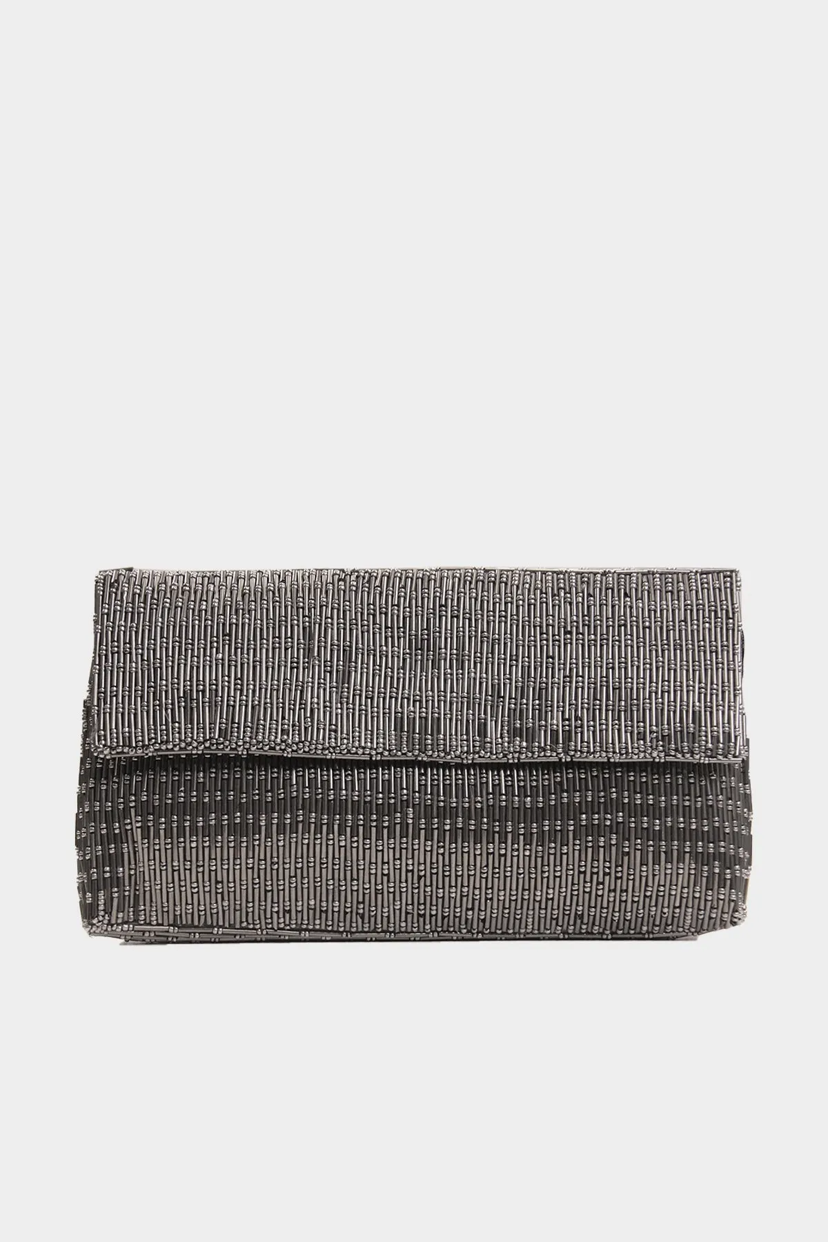 Beaded Envelope Clutch in Grey