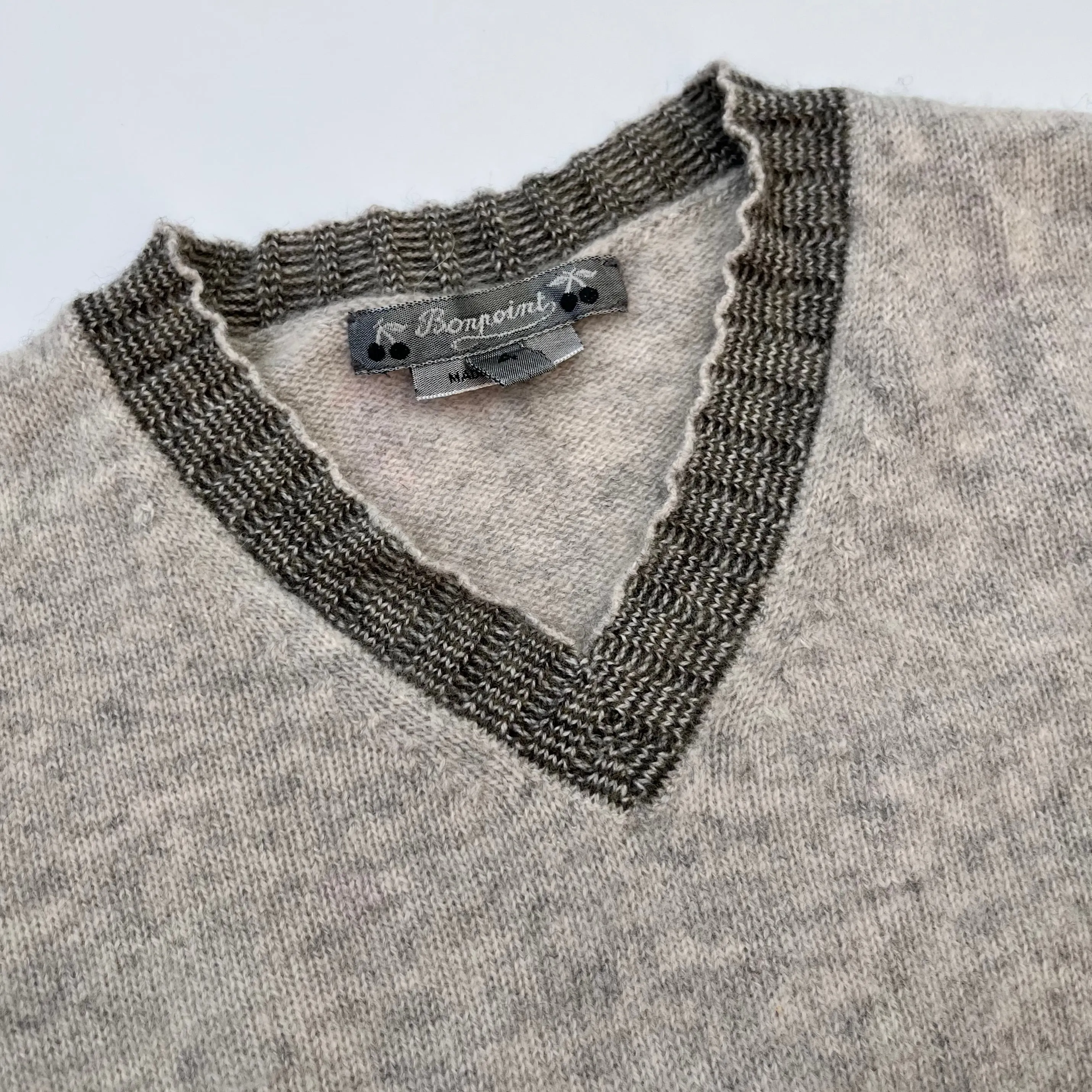 Bonpoint Grey Cashmere V-Neck Jumper: 4 Years