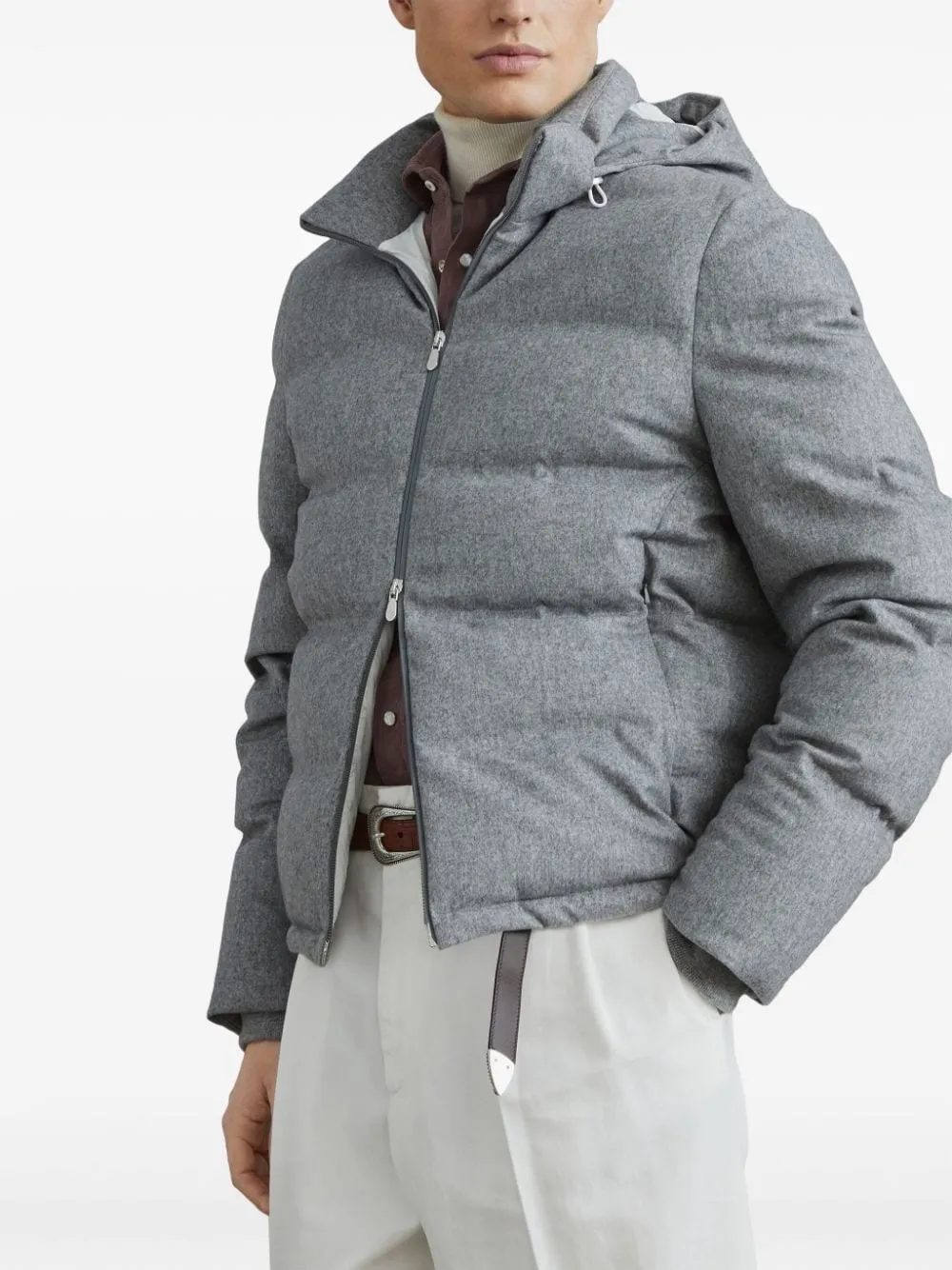 Brunello Cucinelli Doudoune à capuche mq4631826 cdh81 light grey