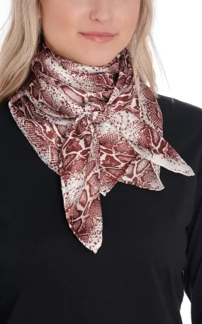 Burgundy & Cream Snake Print Silk Wild Rags Scarf