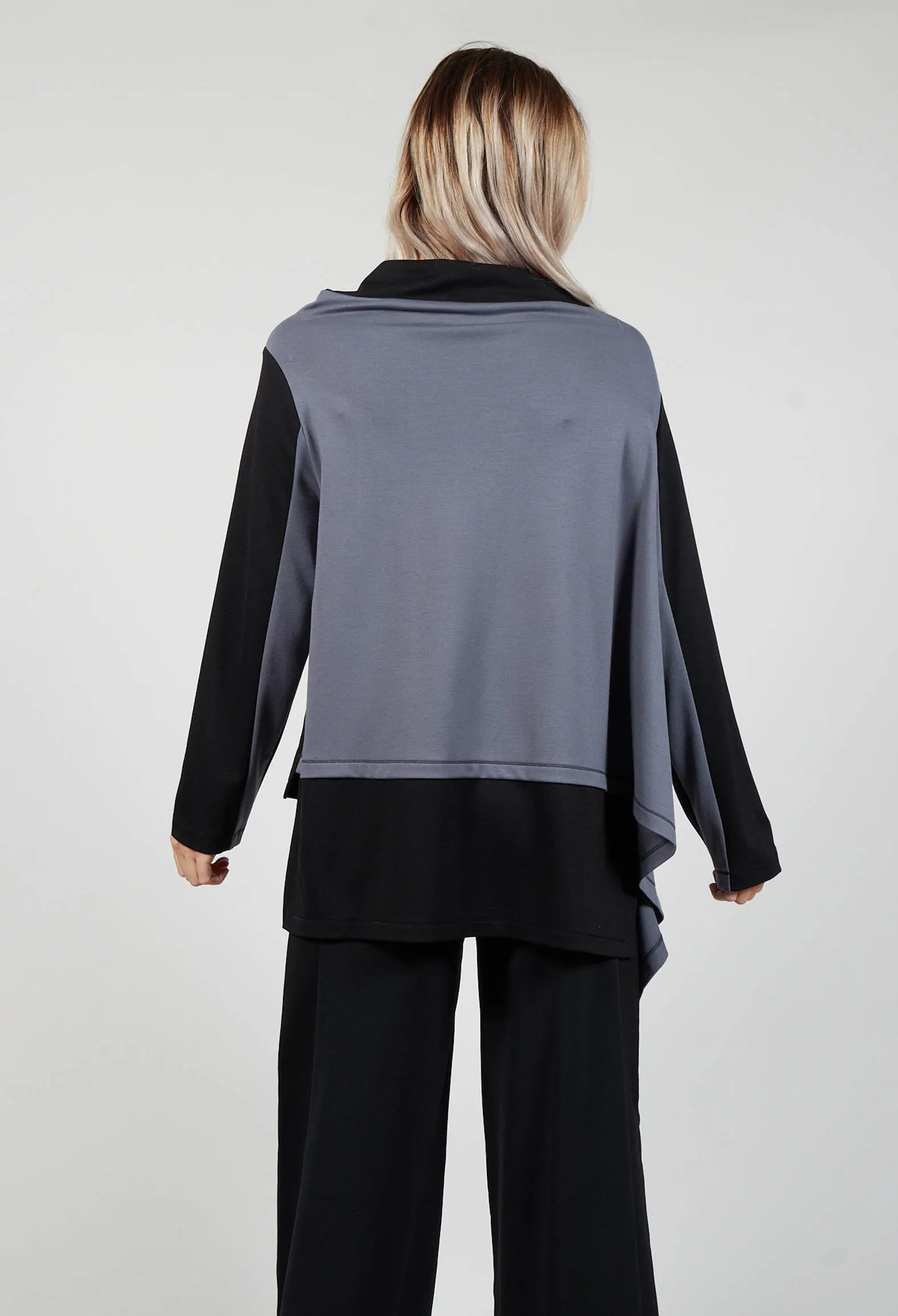 Cabi Top with Grey Panneling in Black and Grey