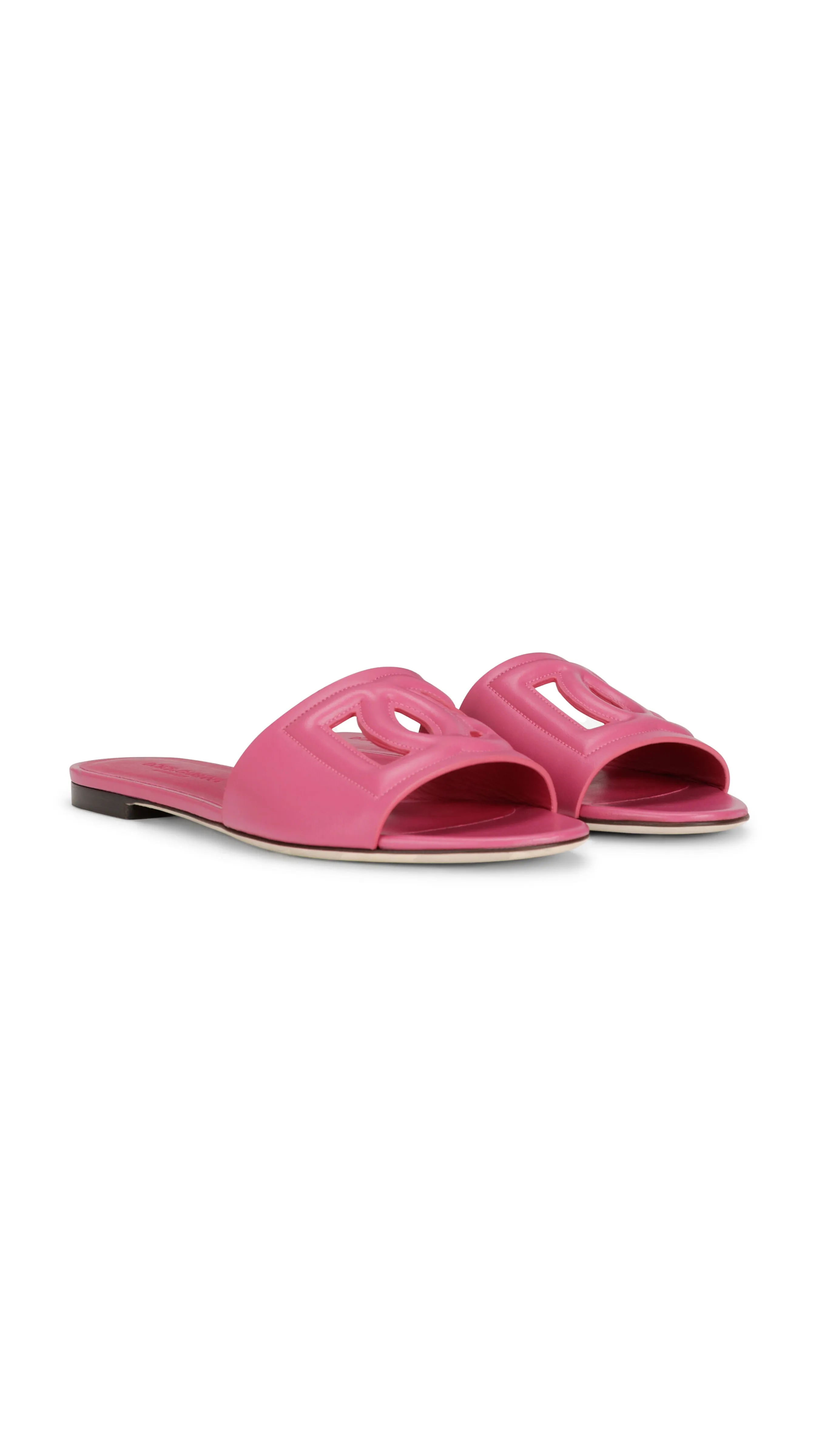 Calfskin Sliders with DG Logo - Pink