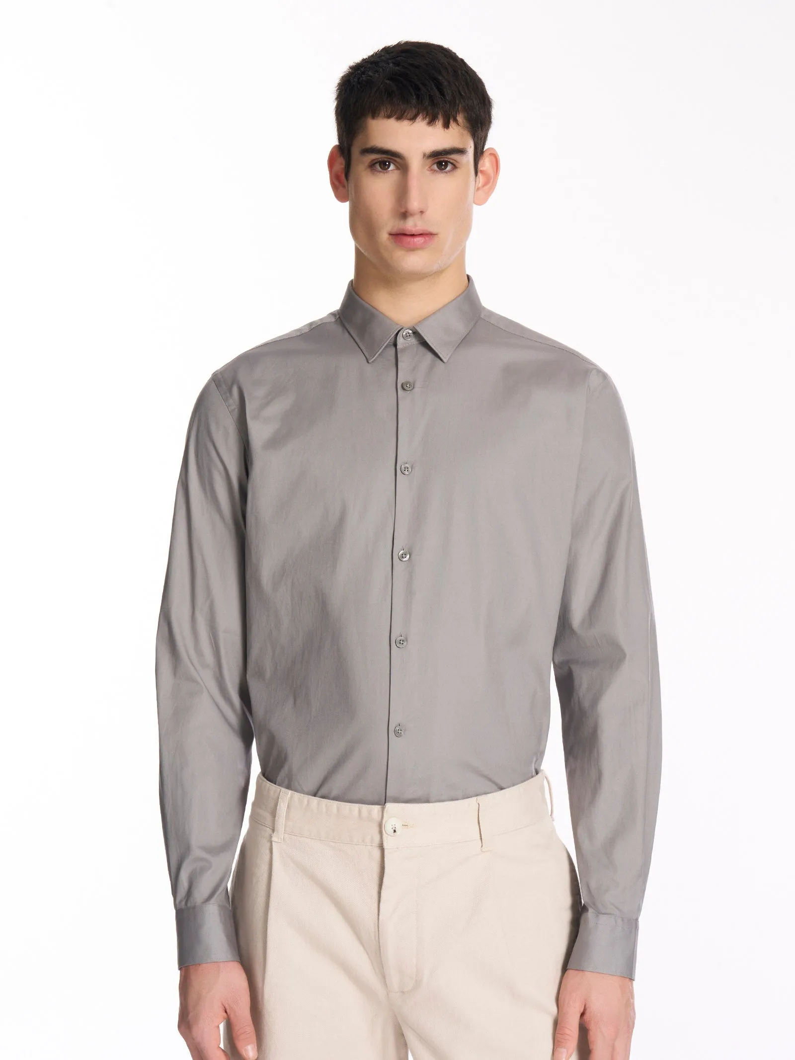 Camicia classica in popeline di cotone - Grey