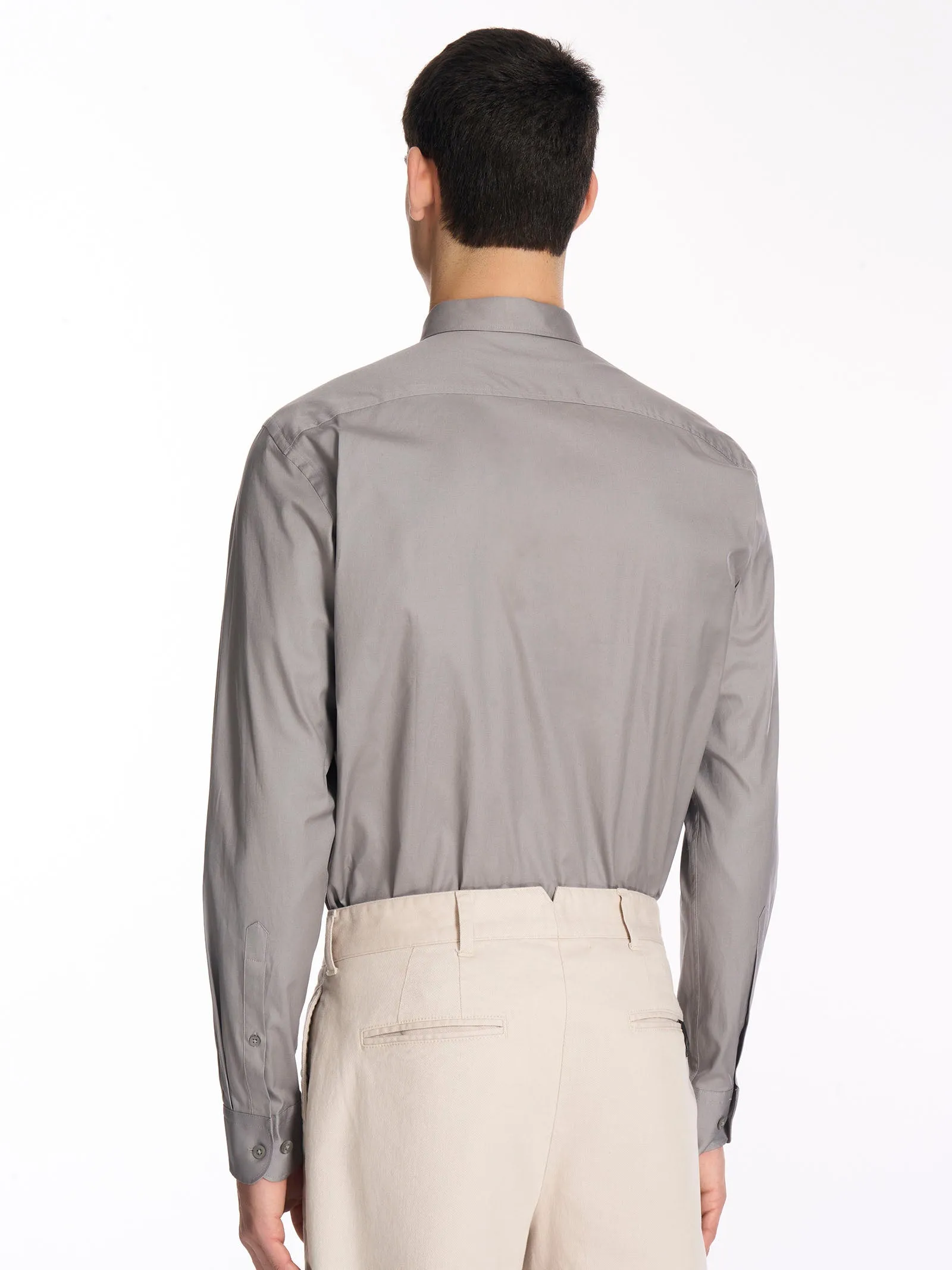 Camicia classica in popeline di cotone - Grey