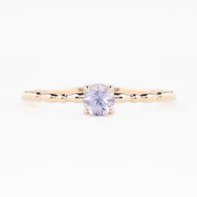 Candy Ring 4mm 0.30ct Lavender Purple Round Madagascar Sapphire, 14K Rose Gold