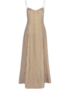 Caramel Gingham Aira Maxi Dress