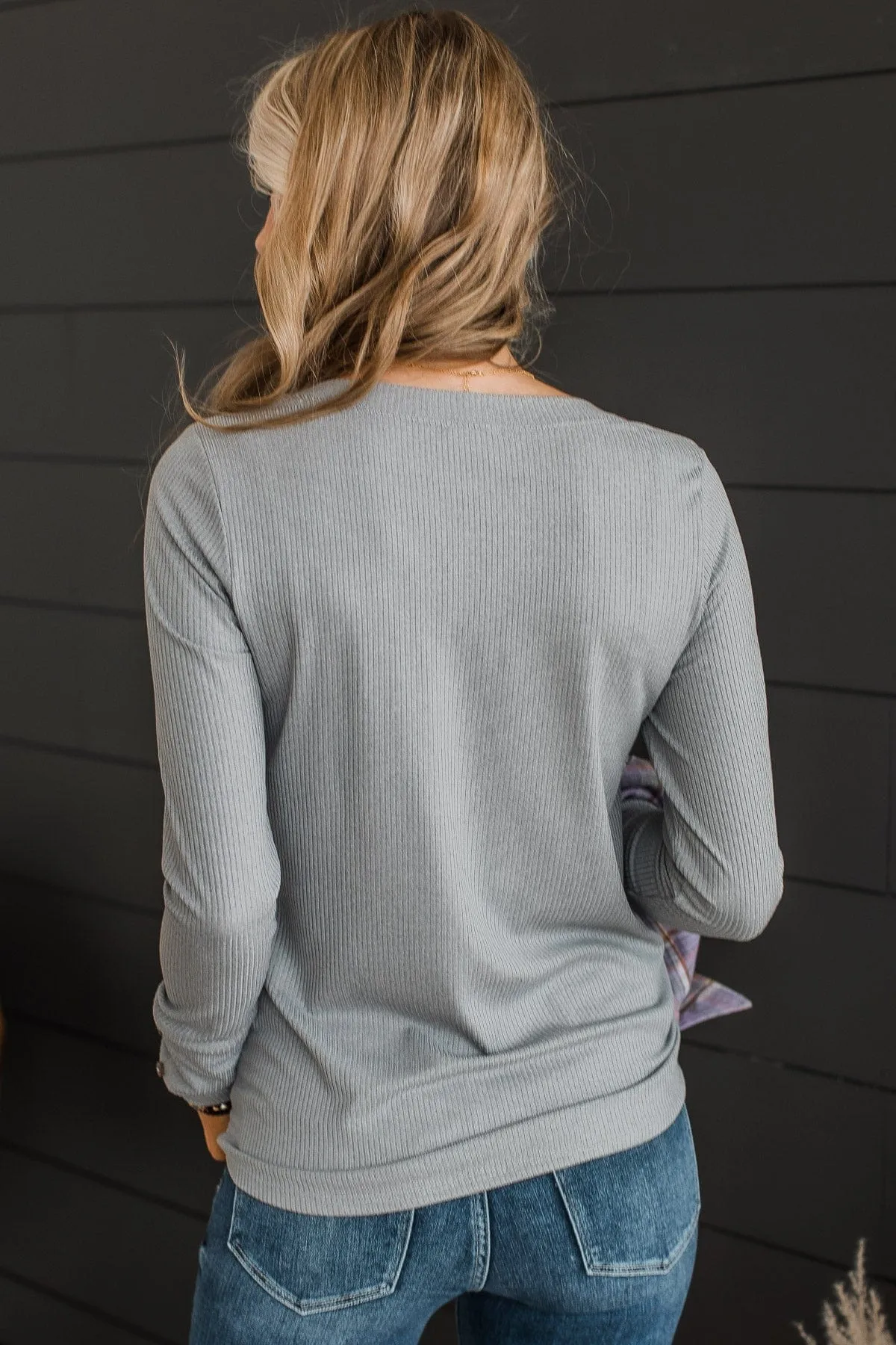 Caught Up In Love Knit Top- Grey