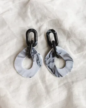 Clementine Earrings in Black + Grey Marble