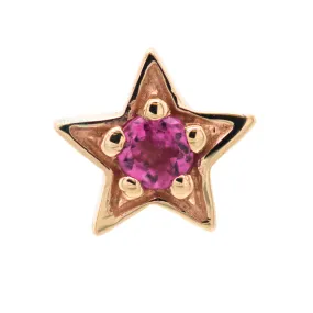 Concentric Star Threaded End in Gold with Pink Tourmaline