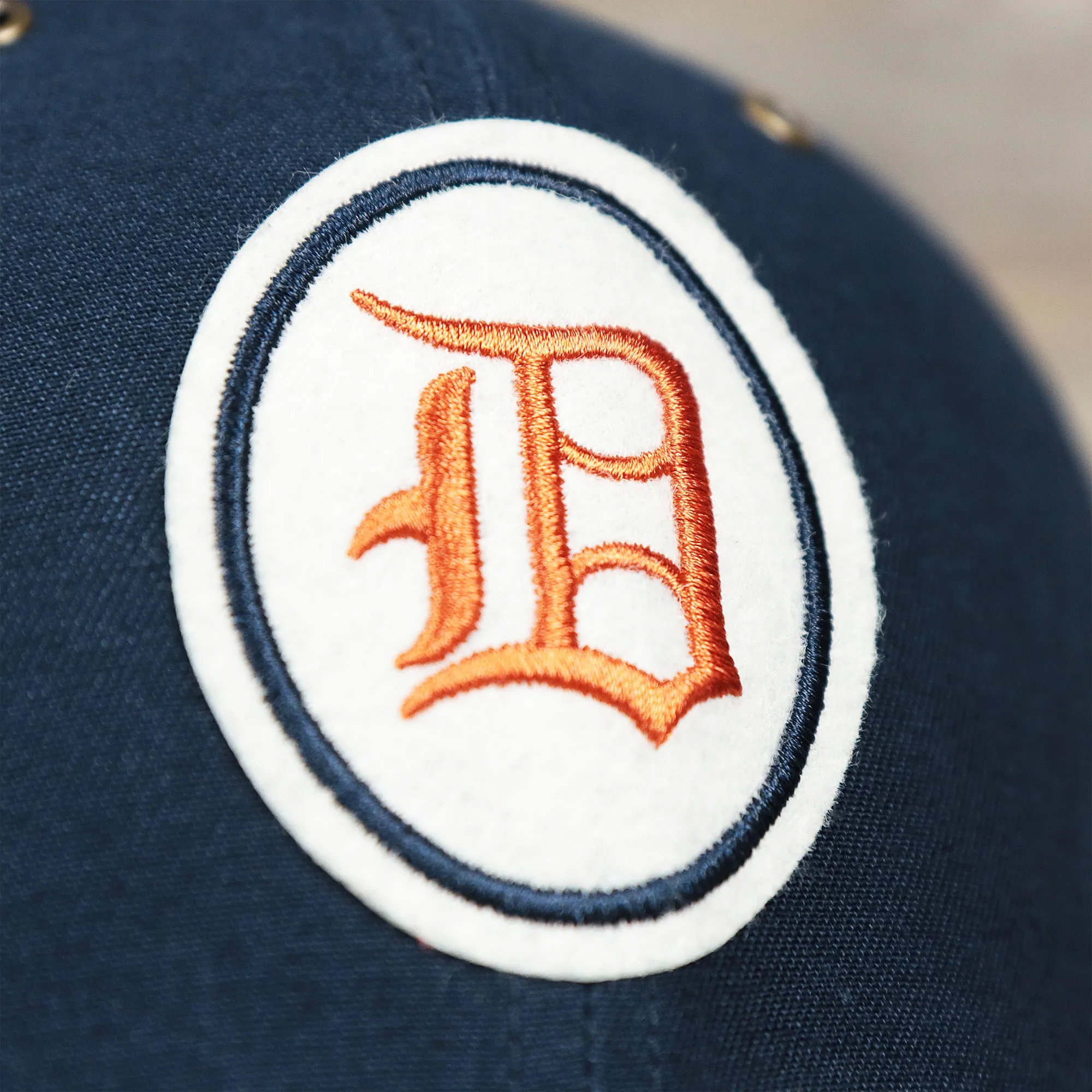 Cooperstown Detroit Tigers Felt Tigers Logo Snapback Hat | Navy Blue Snapback Cap