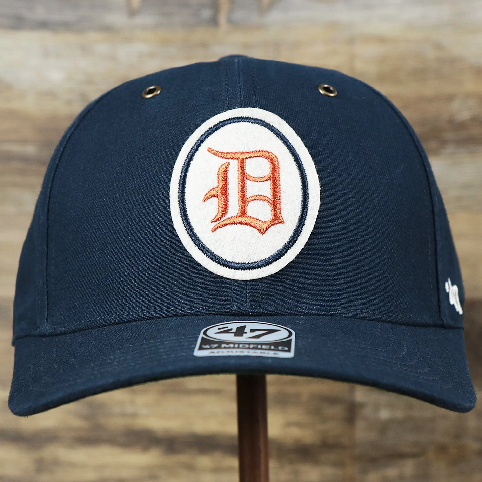 Cooperstown Detroit Tigers Felt Tigers Logo Snapback Hat | Navy Blue Snapback Cap