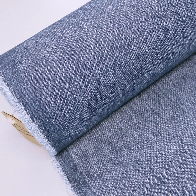 Cotton and Linen Blend Furnishing - Dark Denim Blue