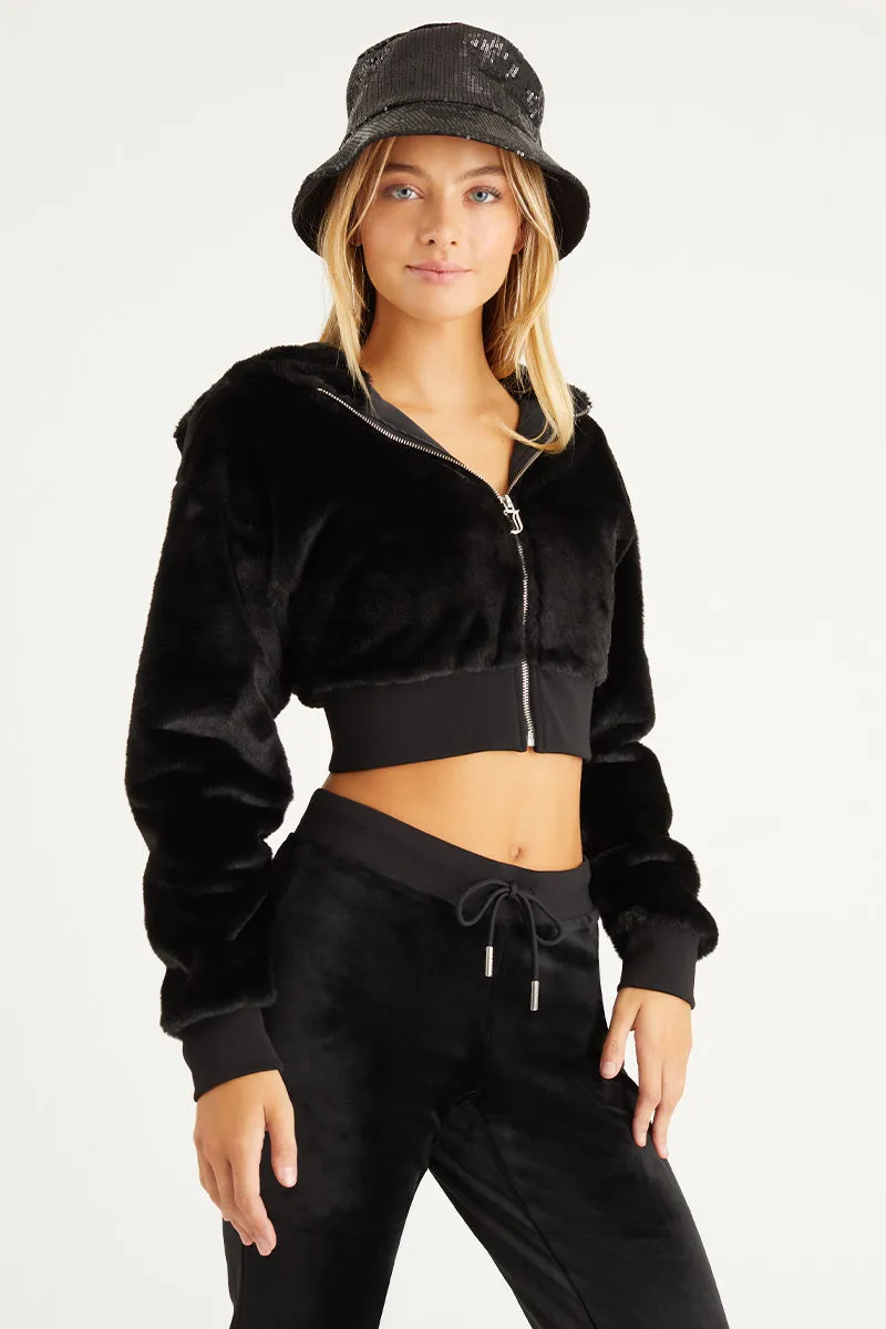 Cropped Faux Fur Jacket