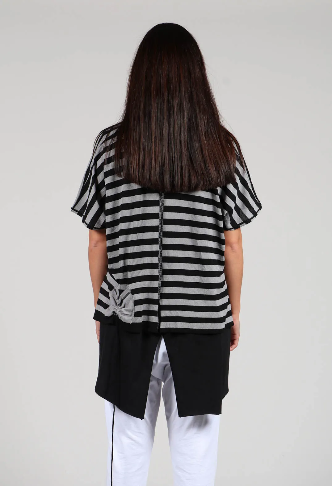 Cropped Stripe Top in Black Grey