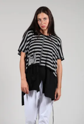 Cropped Stripe Top in Black Grey