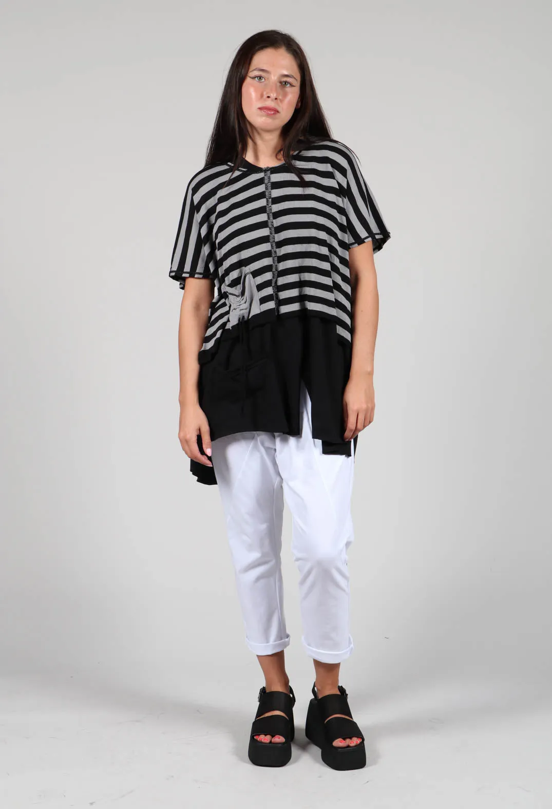 Cropped Stripe Top in Black Grey