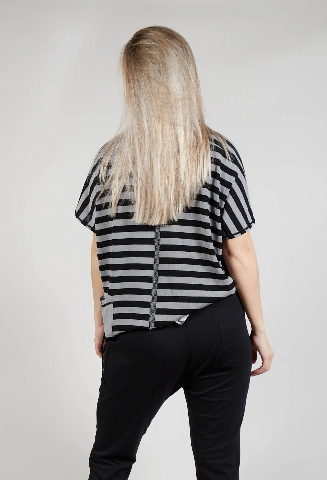 Cropped Stripe Top in Black Grey