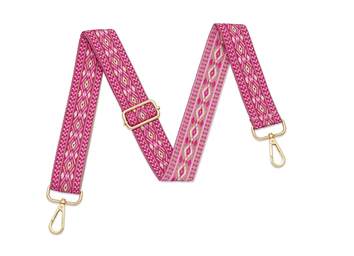 Crossbody Strap - Patterned Strap in Fuchsia Pink (Gold Hardware)